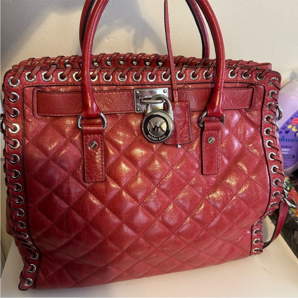 Michael Kors Red Quilted Satchel